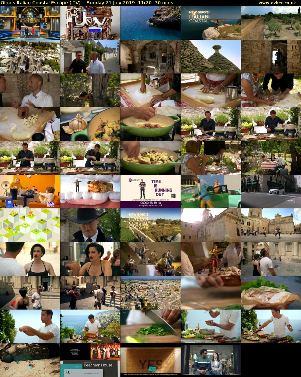 Gino's Italian Coastal Escape (ITV) Sunday 21 July 2019 11:20 - 11:50