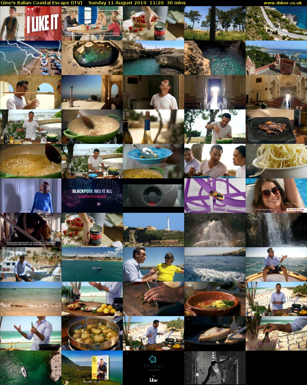 Gino's Italian Coastal Escape (ITV) Sunday 11 August 2019 11:20 - 11:50