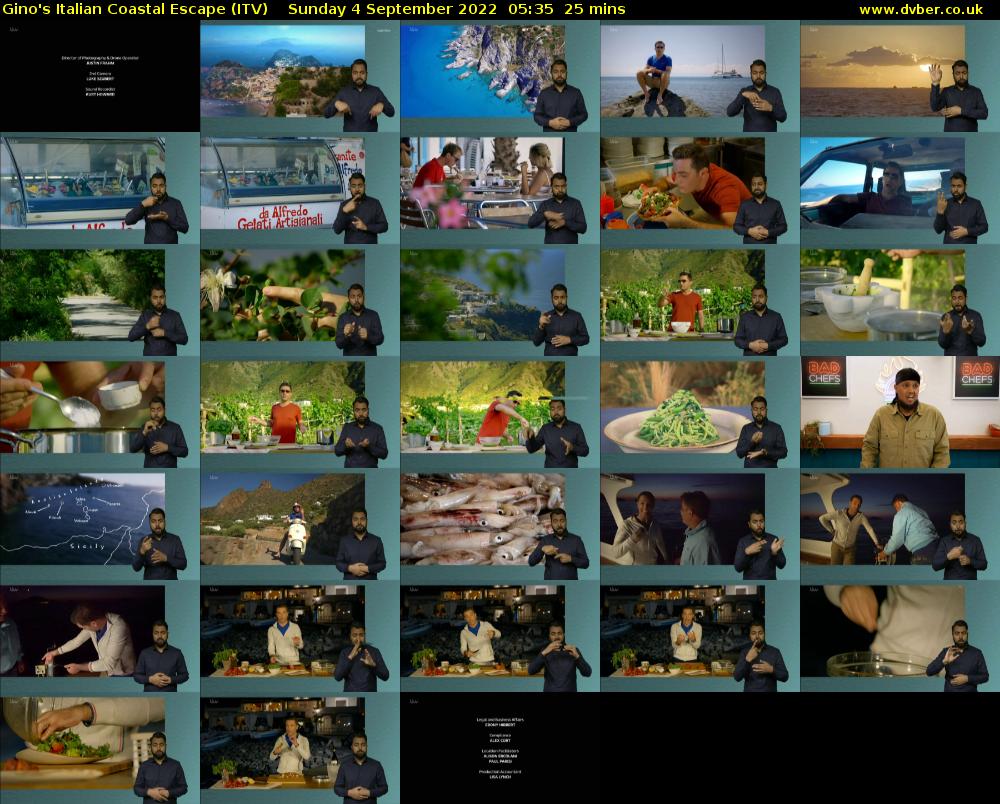 Gino's Italian Coastal Escape (ITV) Sunday 4 September 2022 05:35 - 06:00