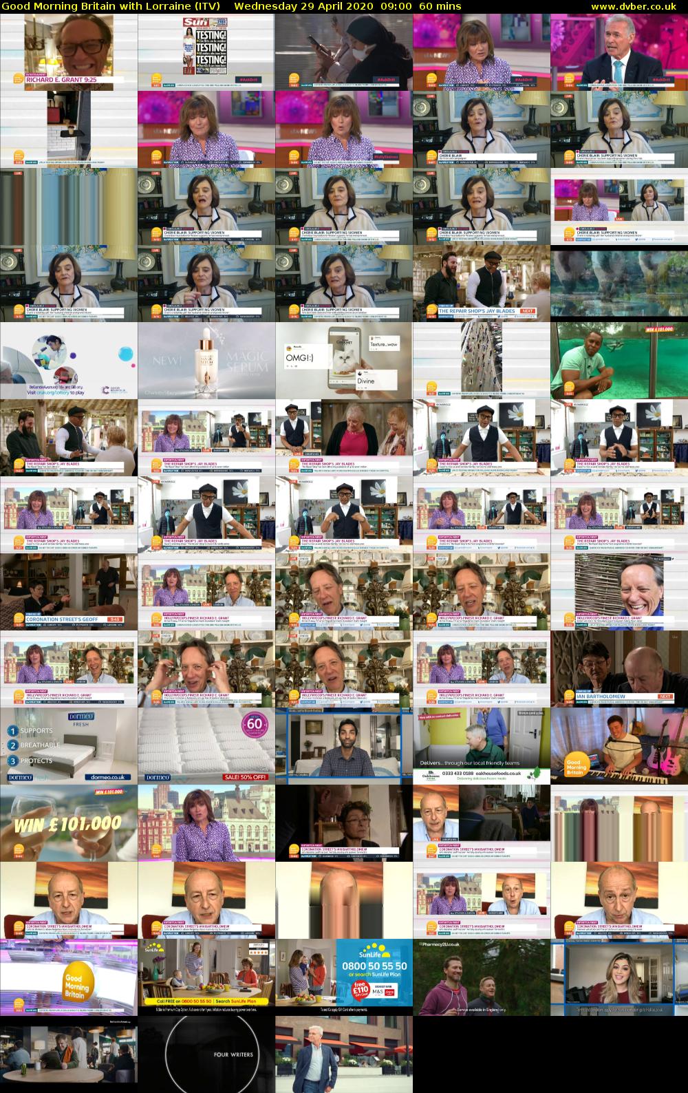 Good Morning Britain with Lorraine (ITV) Wednesday 29 April 2020 09:00 - 10:00