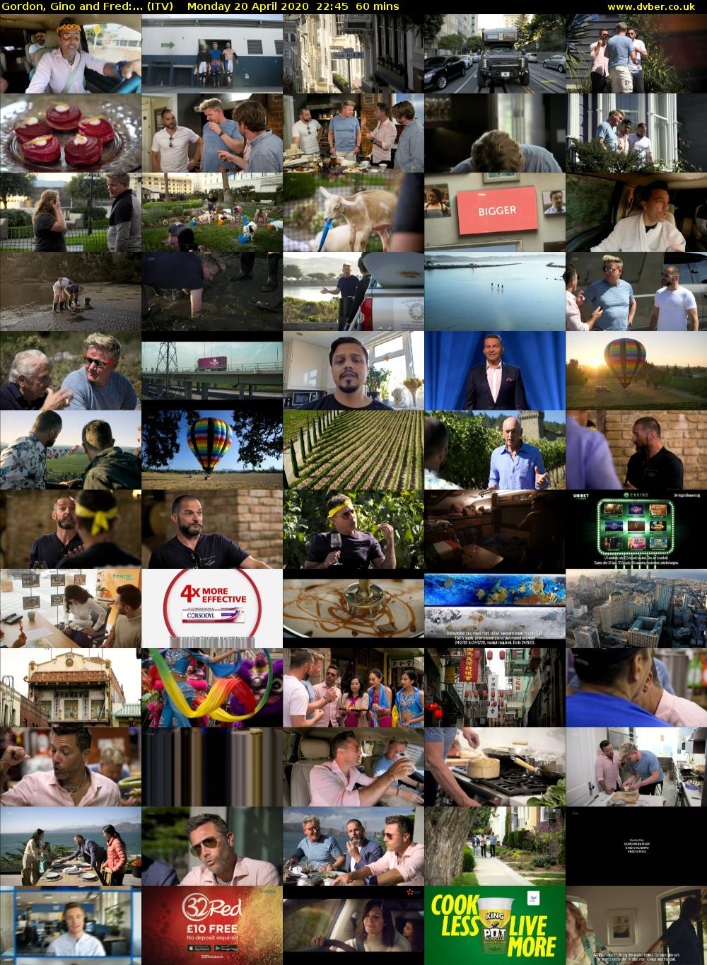 Gordon, Gino and Fred:... (ITV) Monday 20 April 2020 22:45 - 23:45