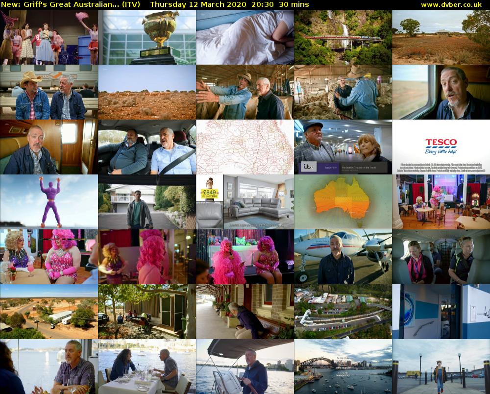 Griff's Great Australian... (ITV) Thursday 12 March 2020 20:30 - 21:00