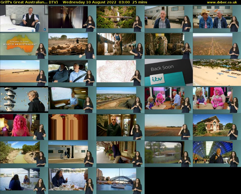 Griff's Great Australian... (ITV) Wednesday 10 August 2022 03:00 - 03:25