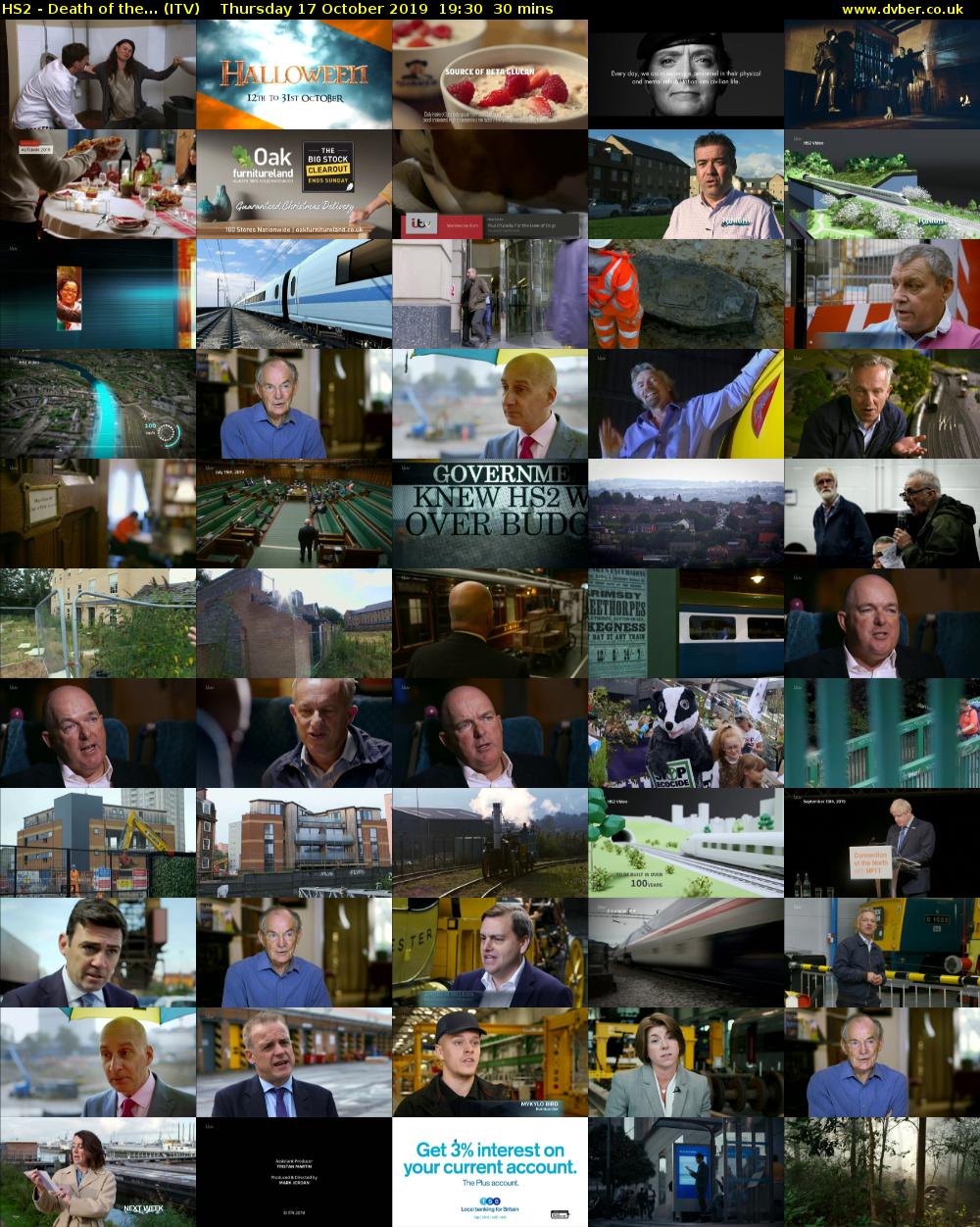 HS2 - Death of the... (ITV) Thursday 17 October 2019 19:30 - 20:00