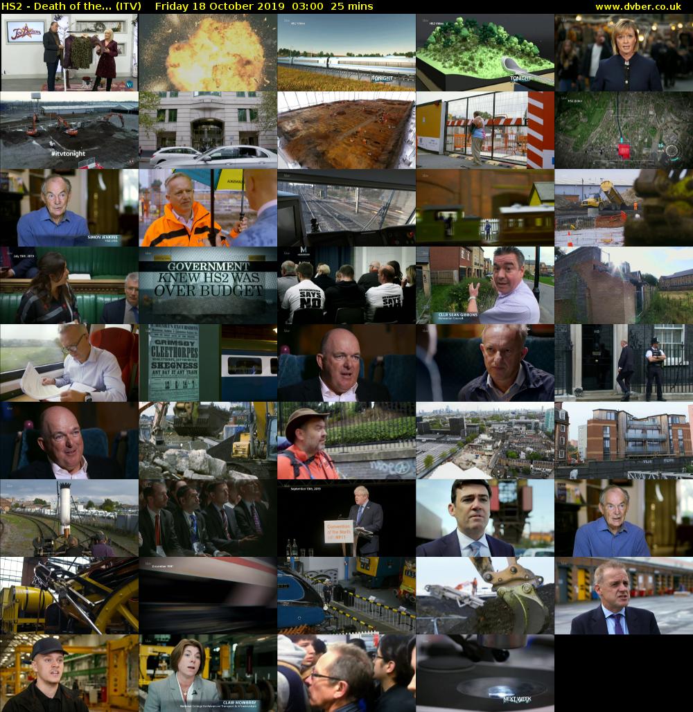 HS2 - Death of the... (ITV) Friday 18 October 2019 03:00 - 03:25