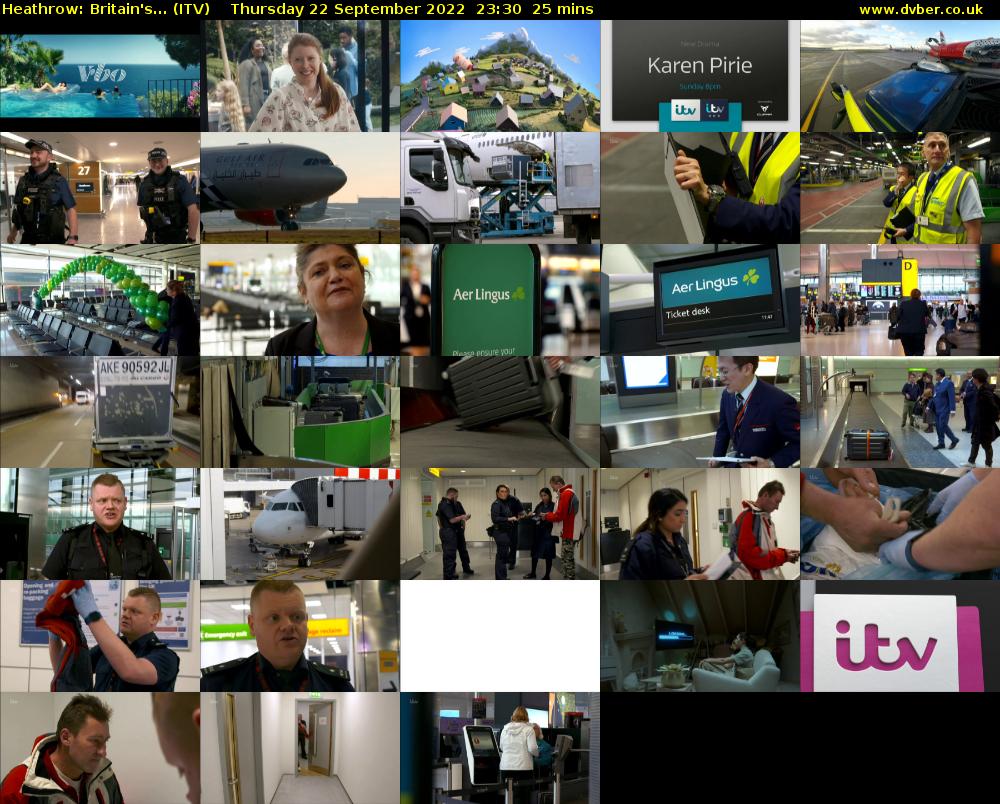 Heathrow: Britain's... (ITV) Thursday 22 September 2022 23:30 - 23:55