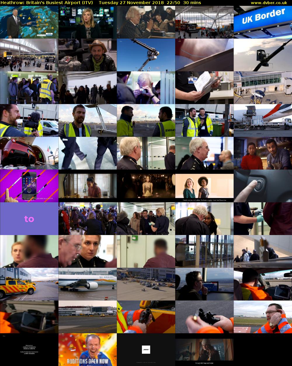 Heathrow: Britain's Busiest Airport (ITV) Tuesday 27 November 2018 22:50 - 23:20