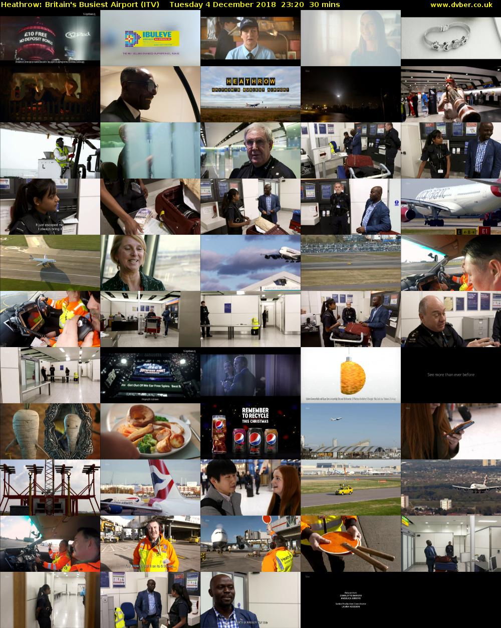 Heathrow: Britain's Busiest Airport (ITV) Tuesday 4 December 2018 23:20 - 23:50