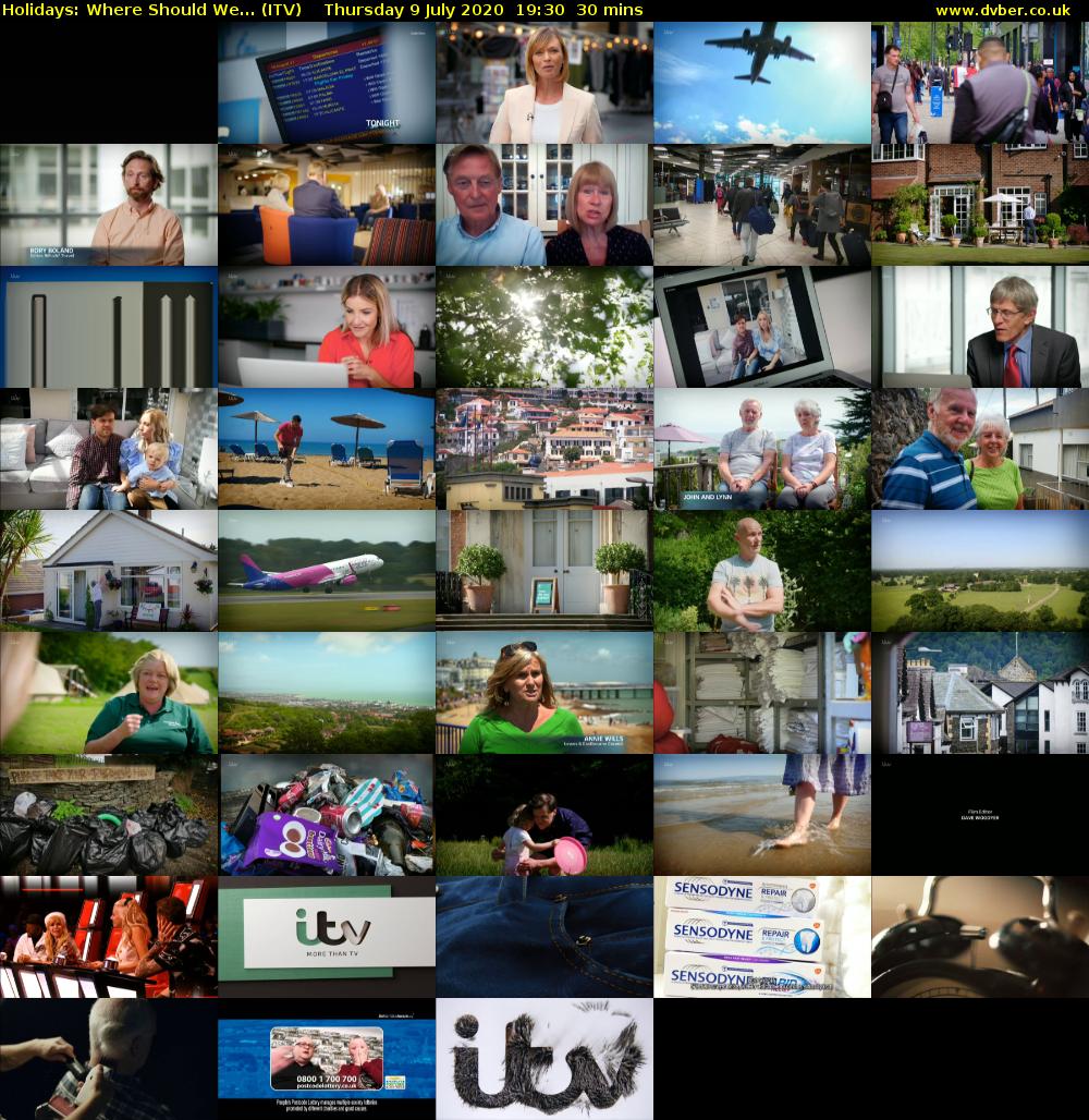 Holidays: Where Should We... (ITV) Thursday 9 July 2020 19:30 - 20:00