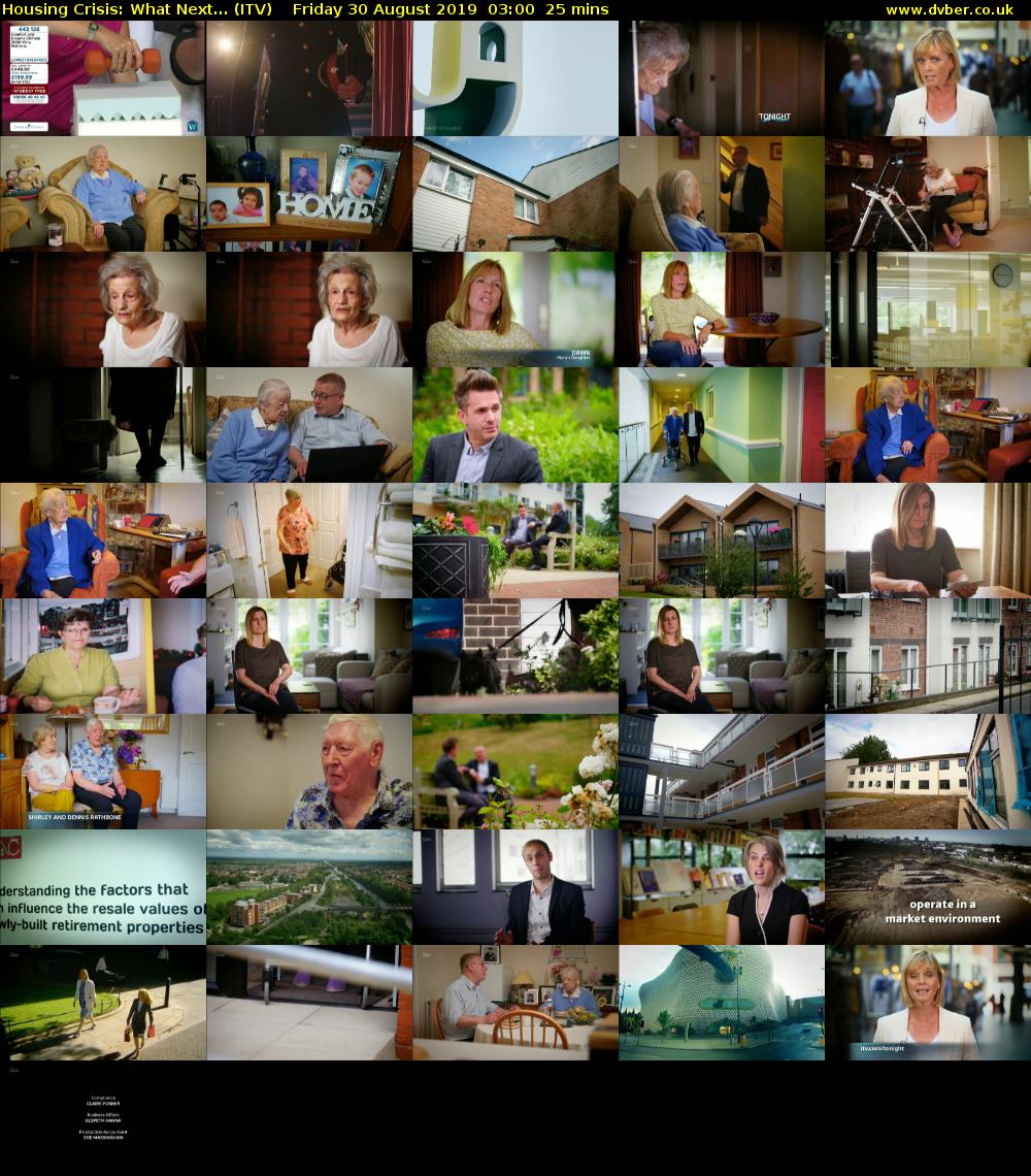 Housing Crisis: What Next... (ITV) Friday 30 August 2019 03:00 - 03:25