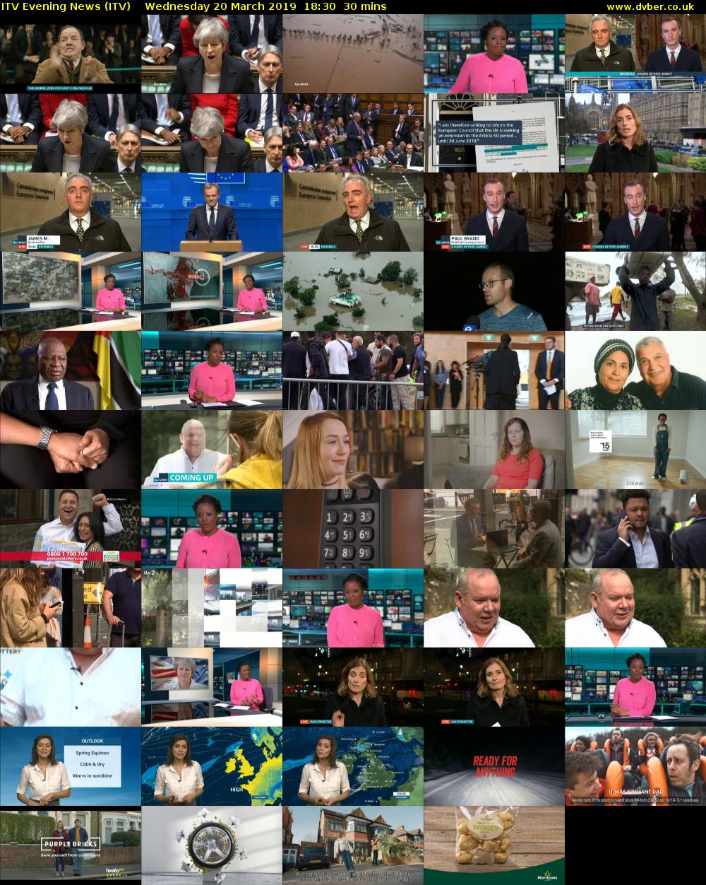 ITV Evening News (ITV) Wednesday 20 March 2019 18:30 - 19:00