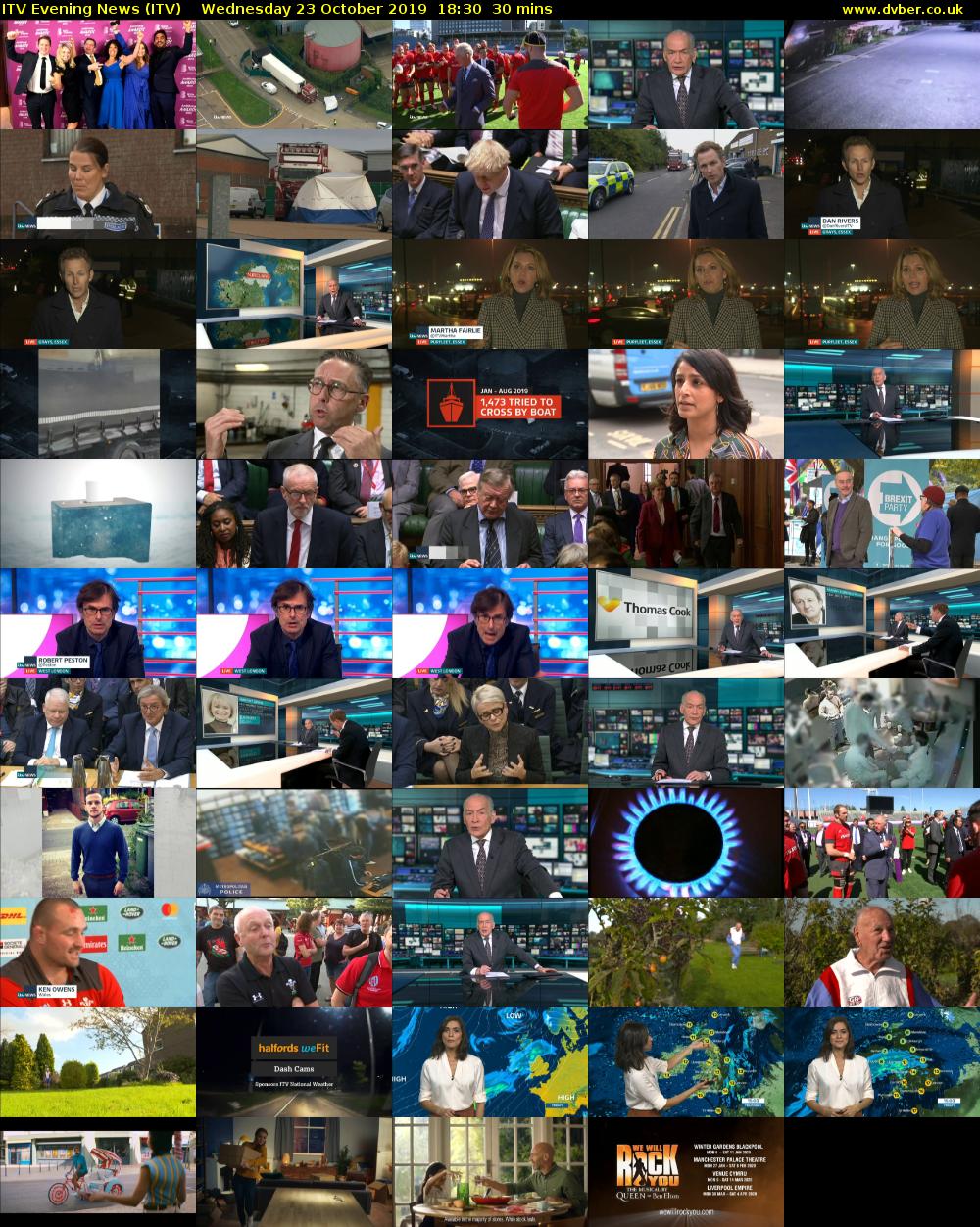 ITV Evening News (ITV) Wednesday 23 October 2019 18:30 - 19:00