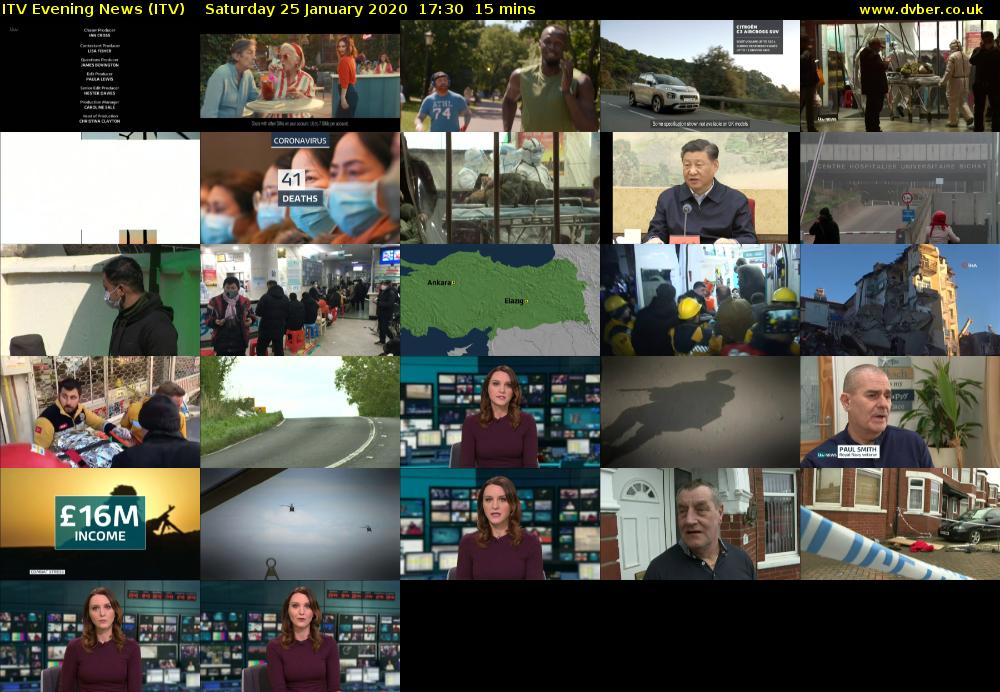 ITV Evening News (ITV) Saturday 25 January 2020 17:30 - 17:45