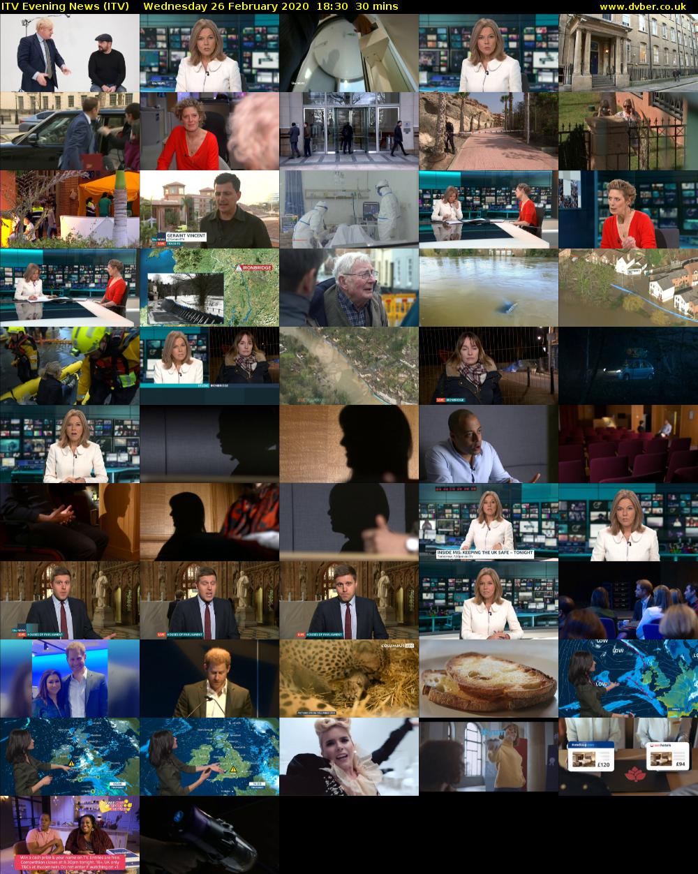ITV Evening News (ITV) Wednesday 26 February 2020 18:30 - 19:00
