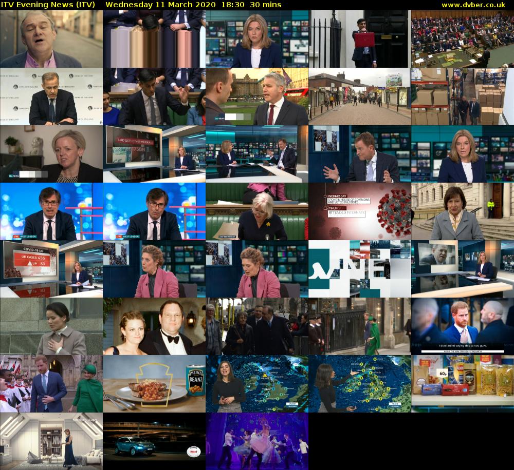 ITV Evening News (ITV) Wednesday 11 March 2020 18:30 - 19:00