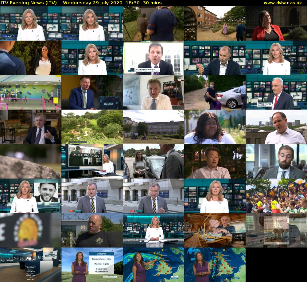 ITV Evening News (ITV) Wednesday 29 July 2020 18:30 - 19:00