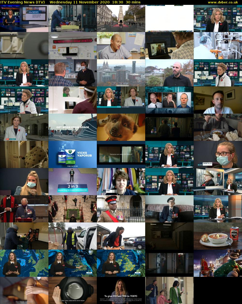 ITV Evening News (ITV) Wednesday 11 November 2020 18:30 - 19:00
