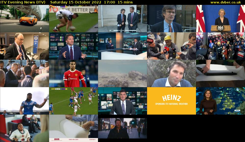 ITV Evening News (ITV) Saturday 15 October 2022 17:00 - 17:15