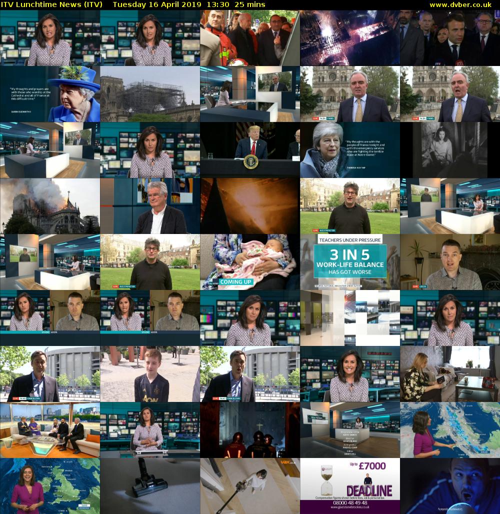 ITV Lunchtime News (ITV) Tuesday 16 April 2019 13:30 - 13:55