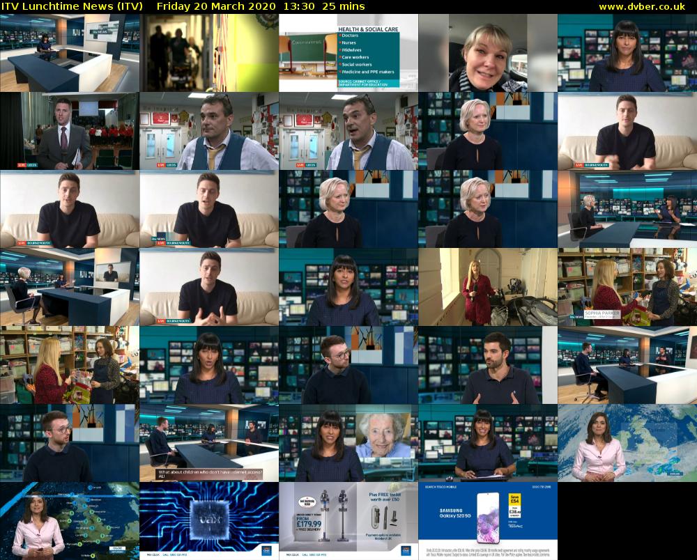 ITV Lunchtime News (ITV) Friday 20 March 2020 13:30 - 13:55