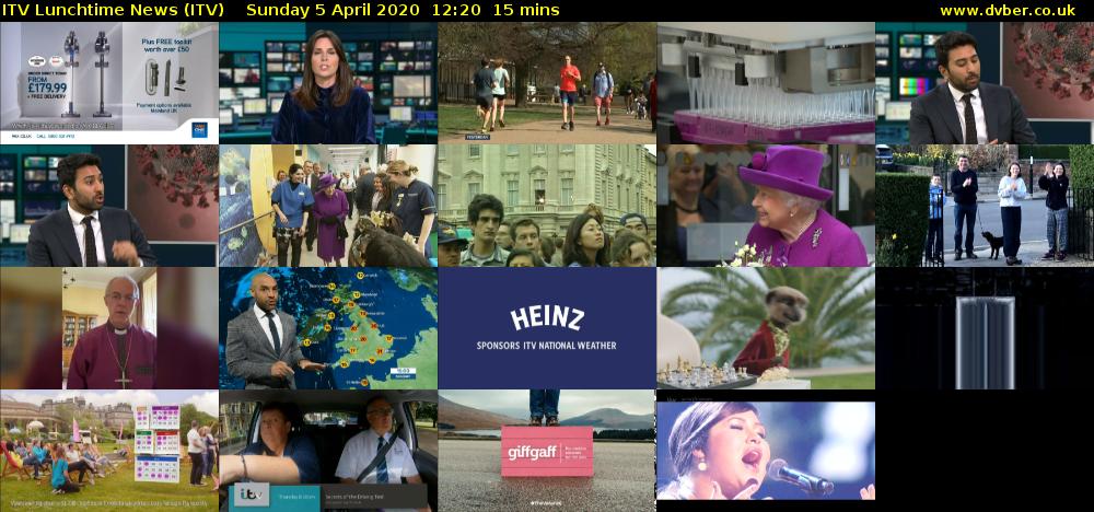 ITV Lunchtime News (ITV) Sunday 5 April 2020 12:20 - 12:35
