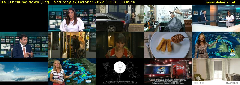 ITV Lunchtime News (ITV) Saturday 22 October 2022 13:10 - 13:20