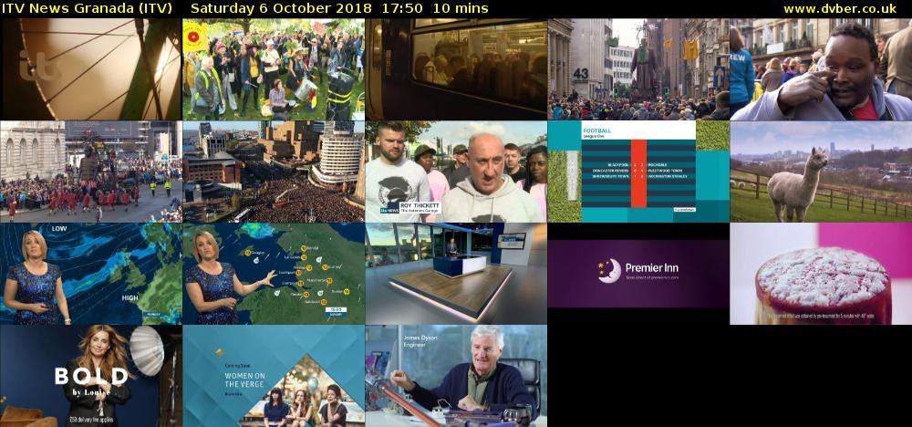 ITV News Granada (ITV) Saturday 6 October 2018 17:50 - 18:00