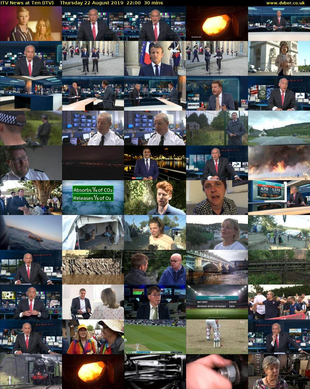 ITV News at Ten (ITV) Thursday 22 August 2019 22:00 - 22:30