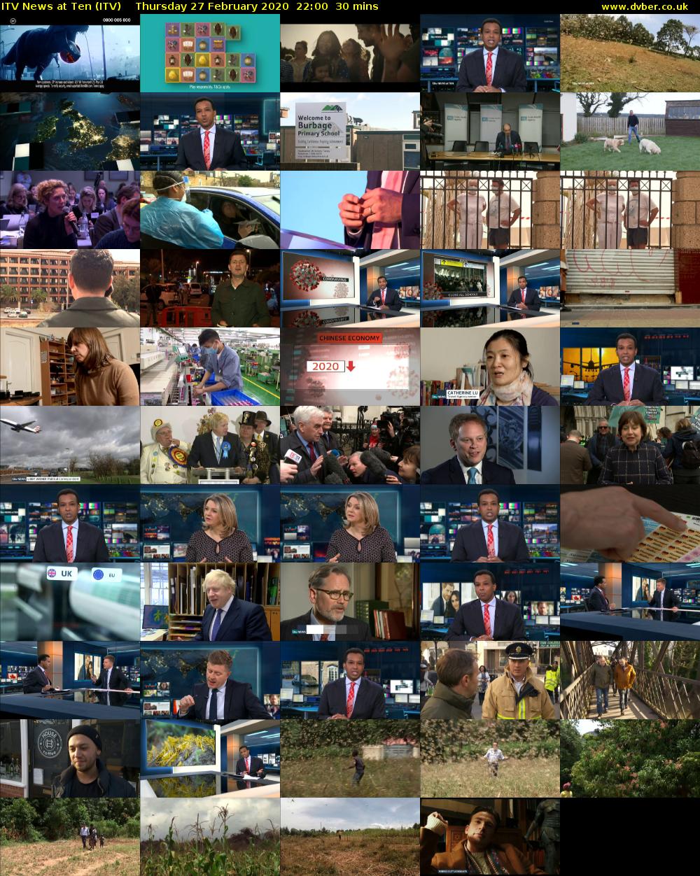 ITV News at Ten (ITV) Thursday 27 February 2020 22:00 - 22:30