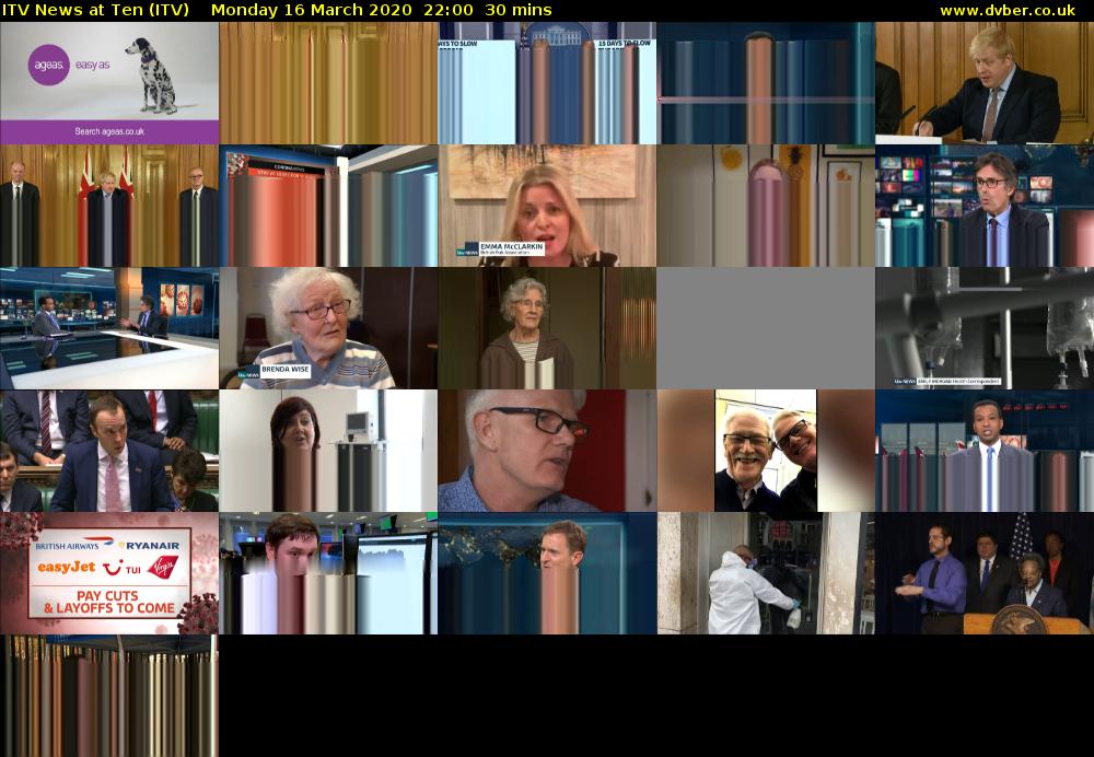 ITV News at Ten (ITV) Monday 16 March 2020 22:00 - 22:30