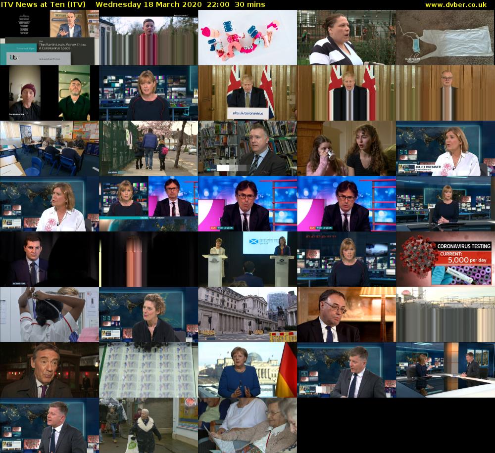 ITV News at Ten (ITV) Wednesday 18 March 2020 22:00 - 22:30