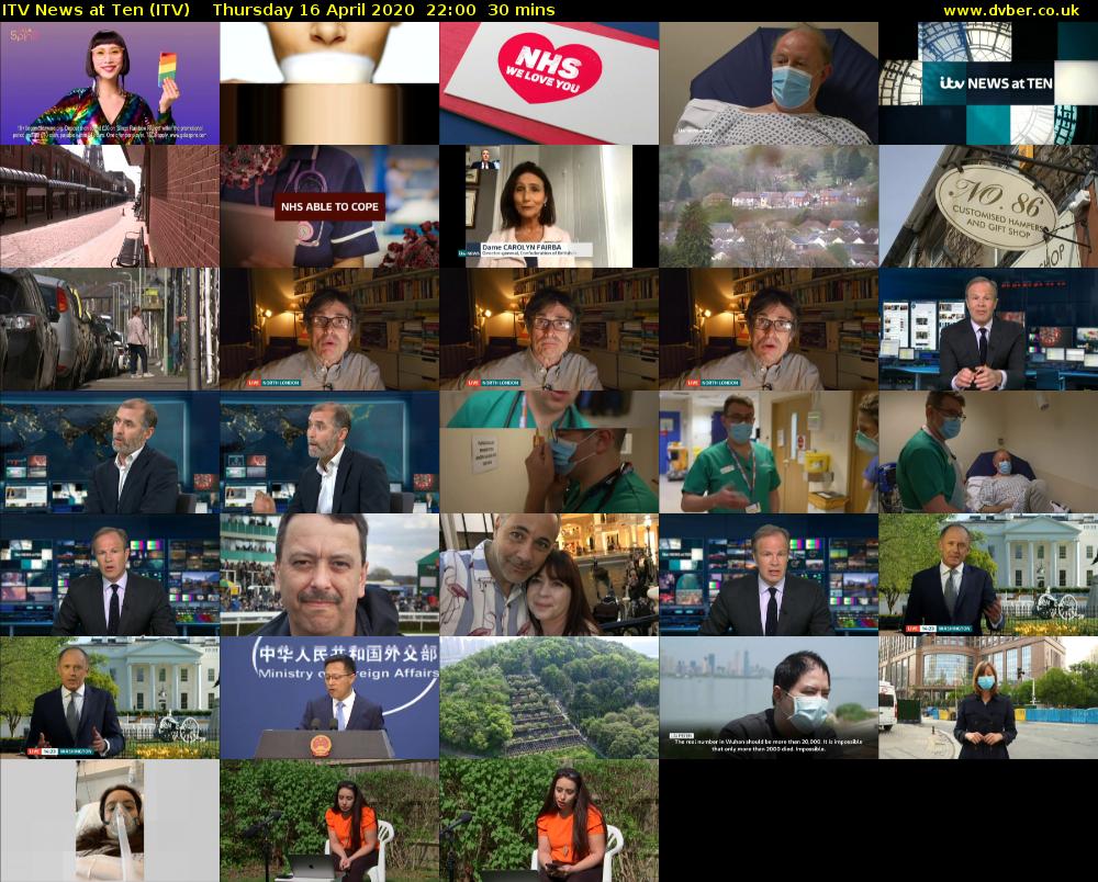 ITV News at Ten (ITV) Thursday 16 April 2020 22:00 - 22:30