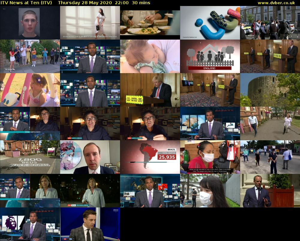 ITV News at Ten (ITV) Thursday 28 May 2020 22:00 - 22:30