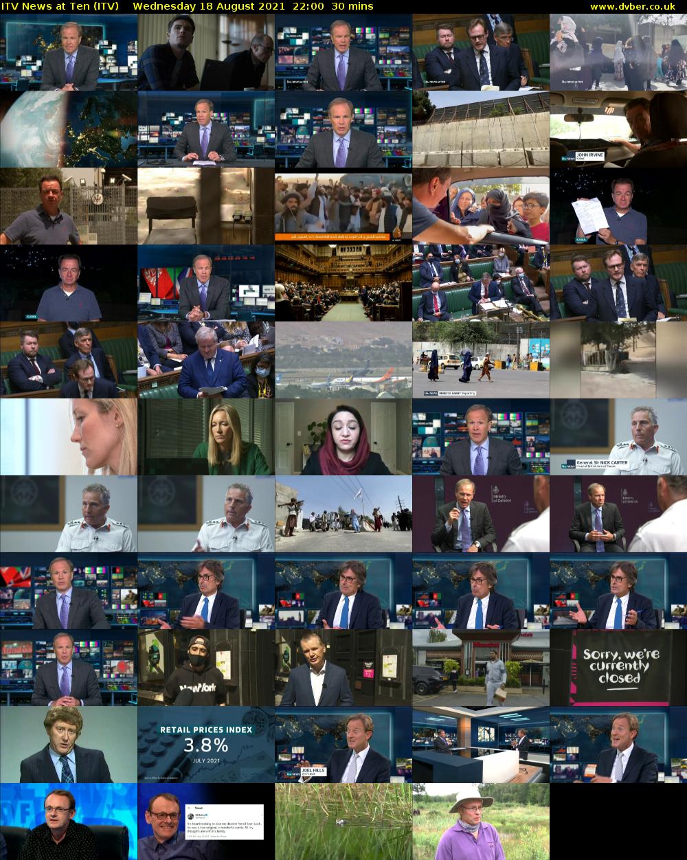 ITV News at Ten (ITV) Wednesday 18 August 2021 22:00 - 22:30