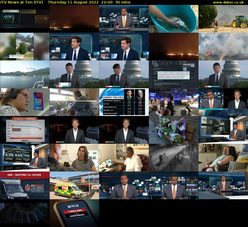 ITV News at Ten (ITV) Thursday 11 August 2022 22:00 - 22:30