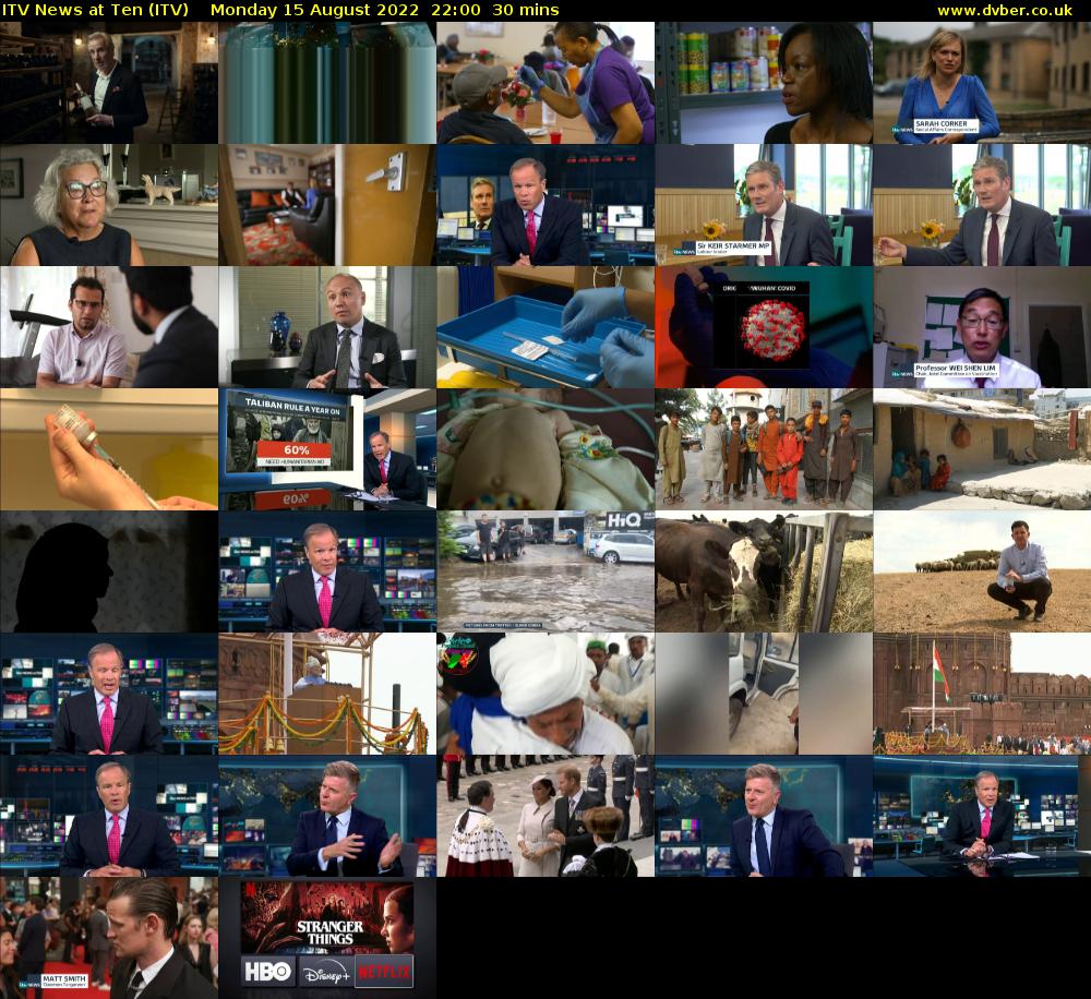 ITV News at Ten (ITV) Monday 15 August 2022 22:00 - 22:30