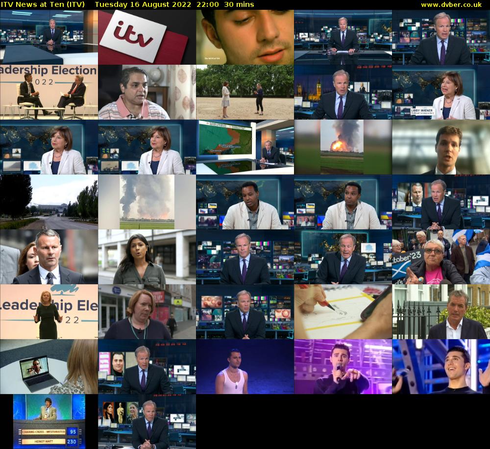 ITV News at Ten (ITV) Tuesday 16 August 2022 22:00 - 22:30
