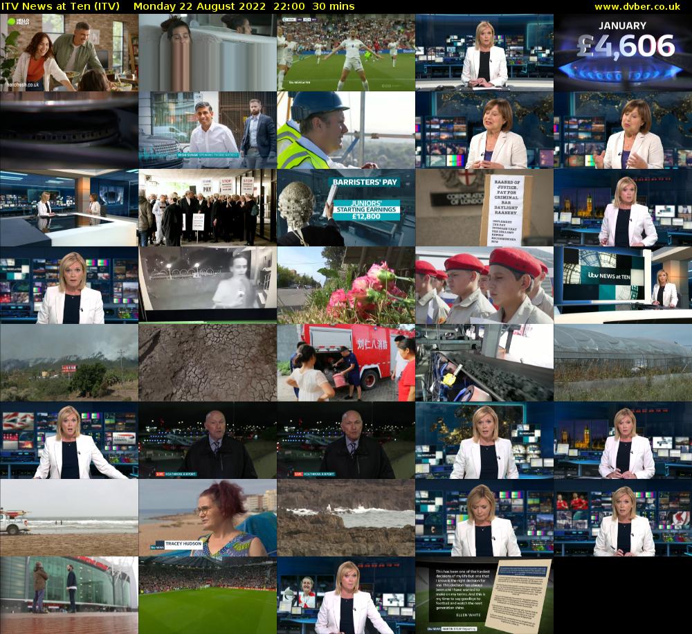 ITV News at Ten (ITV) Monday 22 August 2022 22:00 - 22:30