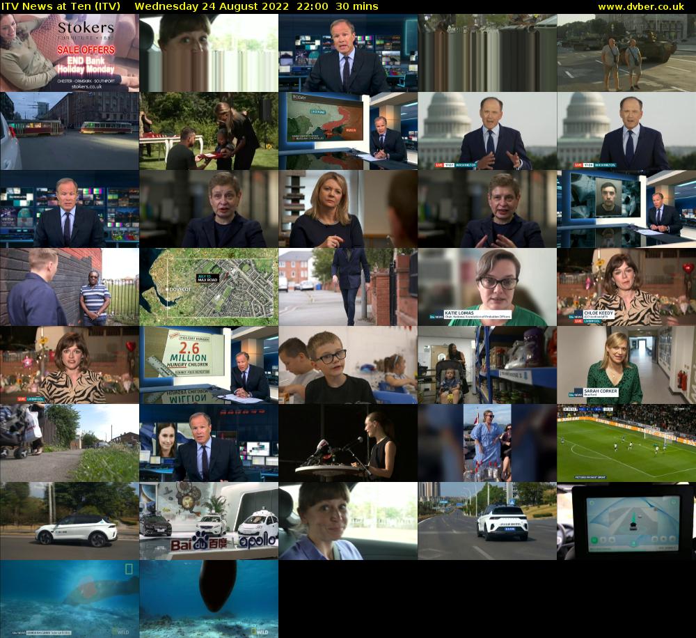 ITV News at Ten (ITV) Wednesday 24 August 2022 22:00 - 22:30