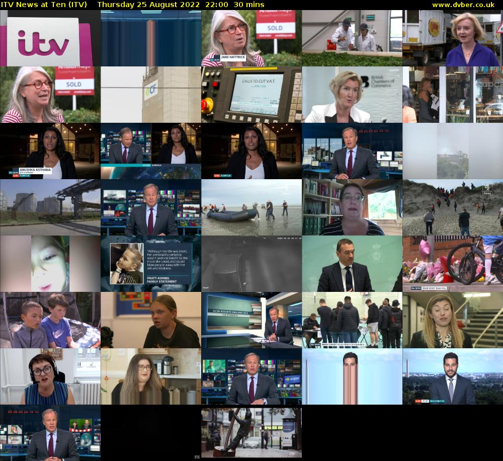 ITV News at Ten (ITV) Thursday 25 August 2022 22:00 - 22:30