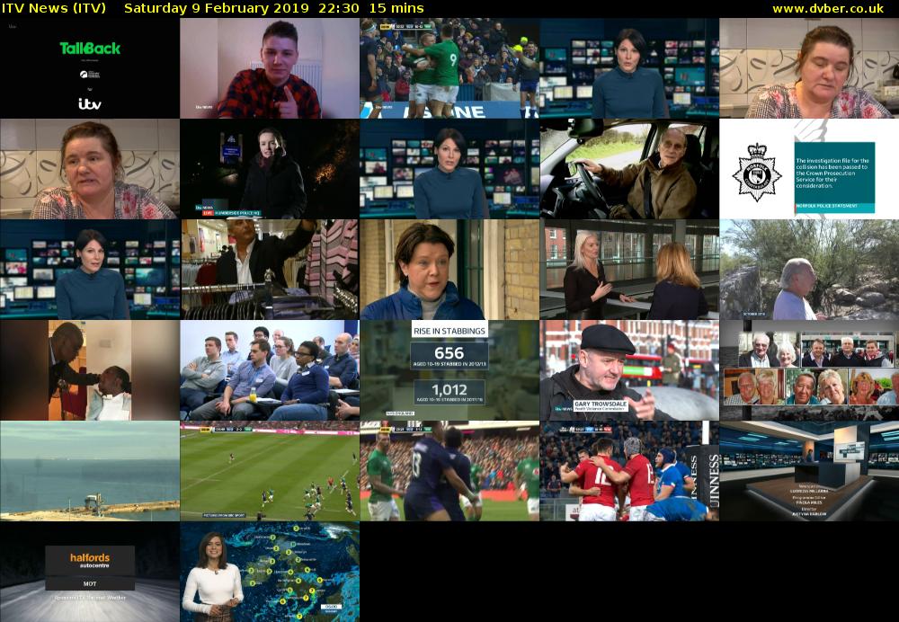 ITV News (ITV) Saturday 9 February 2019 22:30 - 22:45