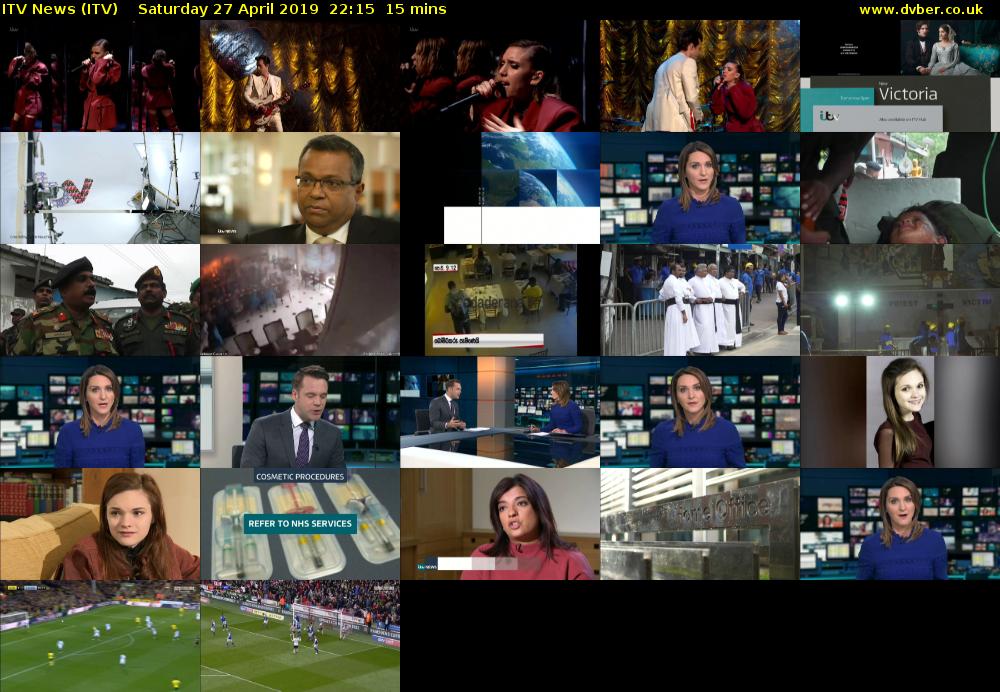 ITV News (ITV) Saturday 27 April 2019 22:15 - 22:30