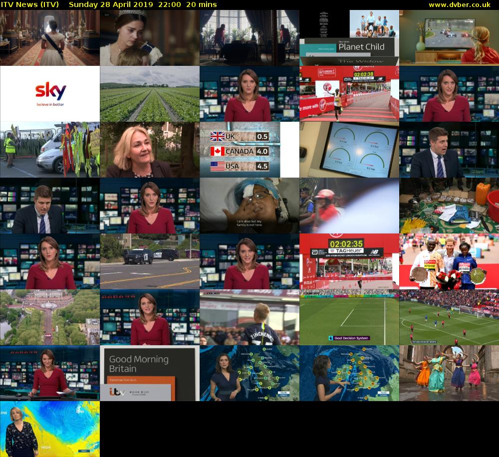 ITV News (ITV) Sunday 28 April 2019 22:00 - 22:20