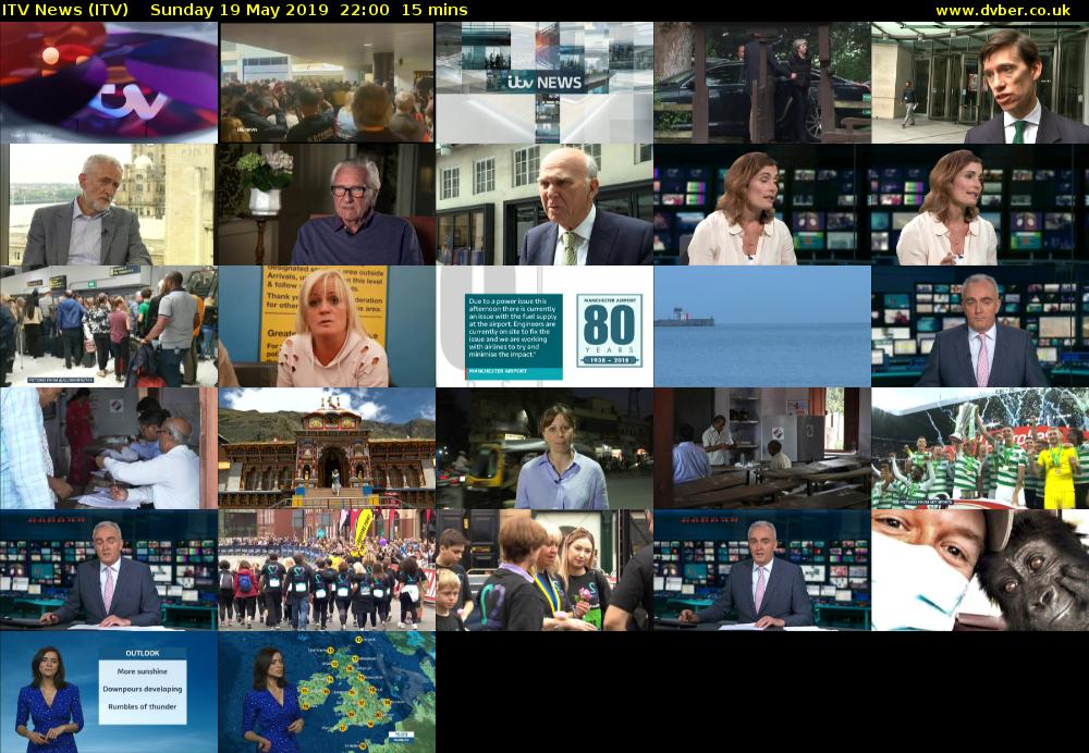 ITV News (ITV) Sunday 19 May 2019 22:00 - 22:15
