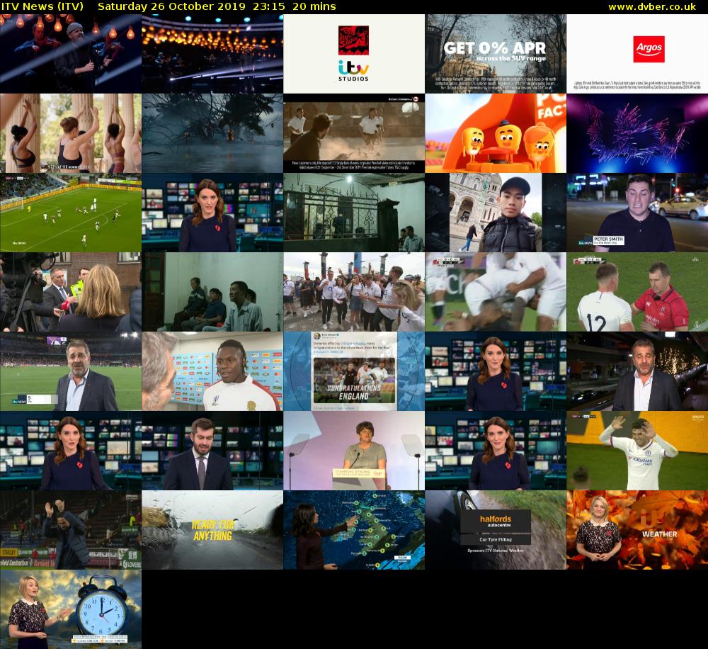 ITV News (ITV) Saturday 26 October 2019 23:15 - 23:35