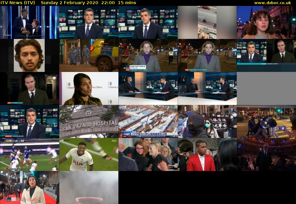 ITV News (ITV) Sunday 2 February 2020 22:00 - 22:15