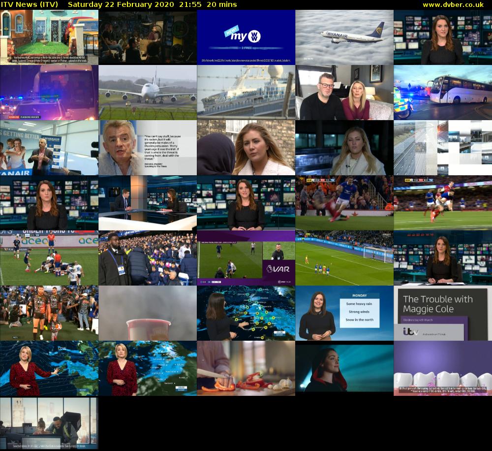 ITV News (ITV) Saturday 22 February 2020 21:55 - 22:15
