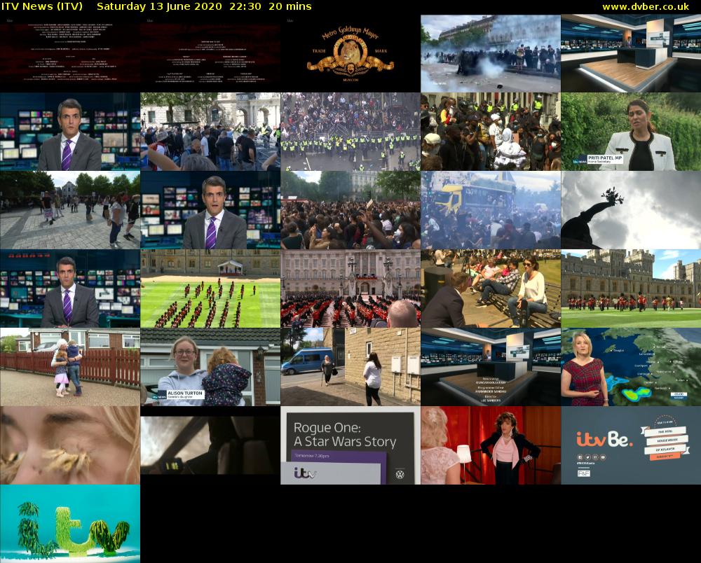 ITV News (ITV) Saturday 13 June 2020 22:30 - 22:50