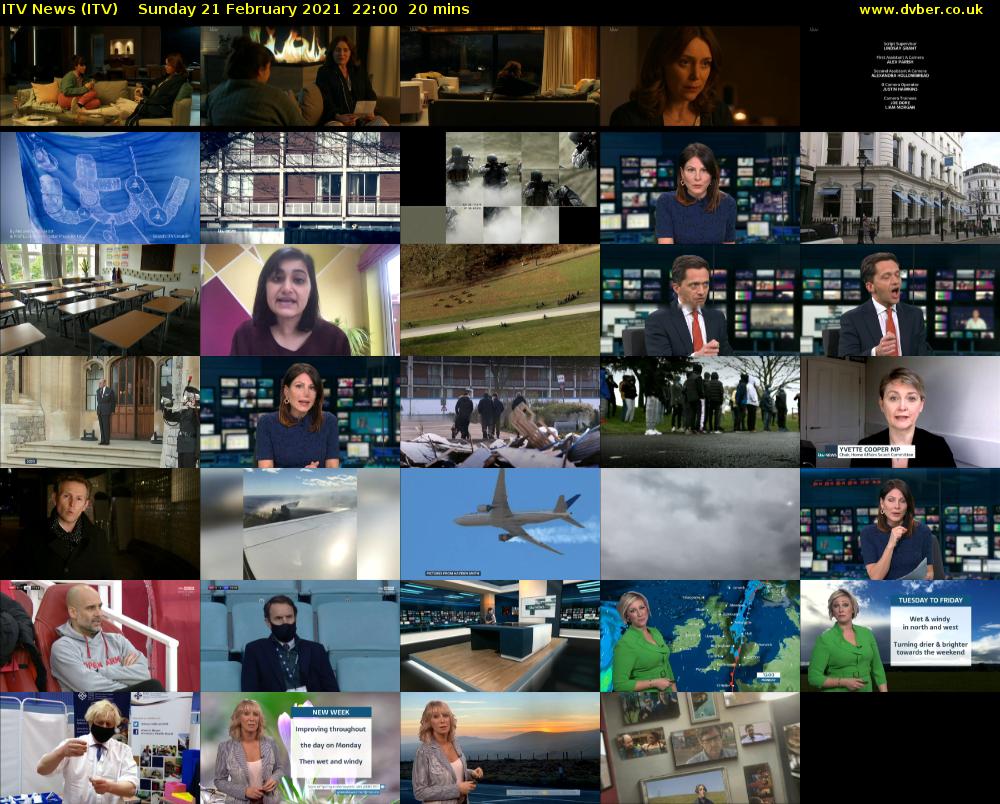 ITV News (ITV) Sunday 21 February 2021 22:00 - 22:20