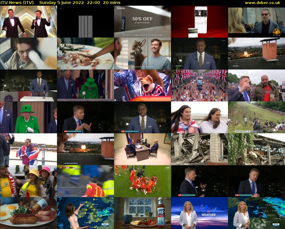 ITV News (ITV) Sunday 5 June 2022 22:00 - 22:20